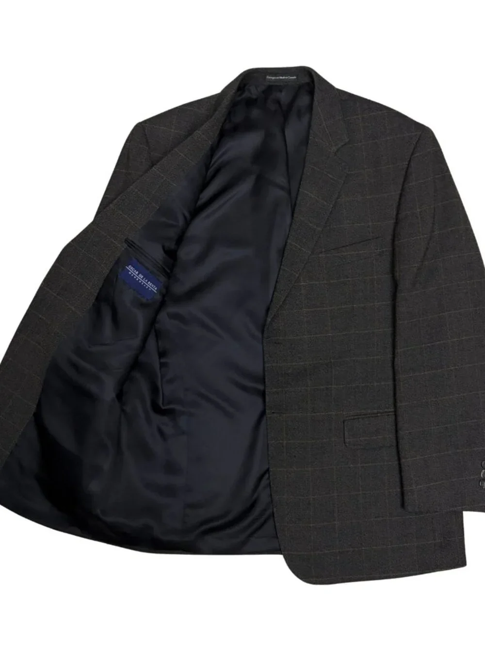 OSCAR DE LA RENTA Wool Blazer Sport Coat Plaid Business Casual Jacket Mens 44R